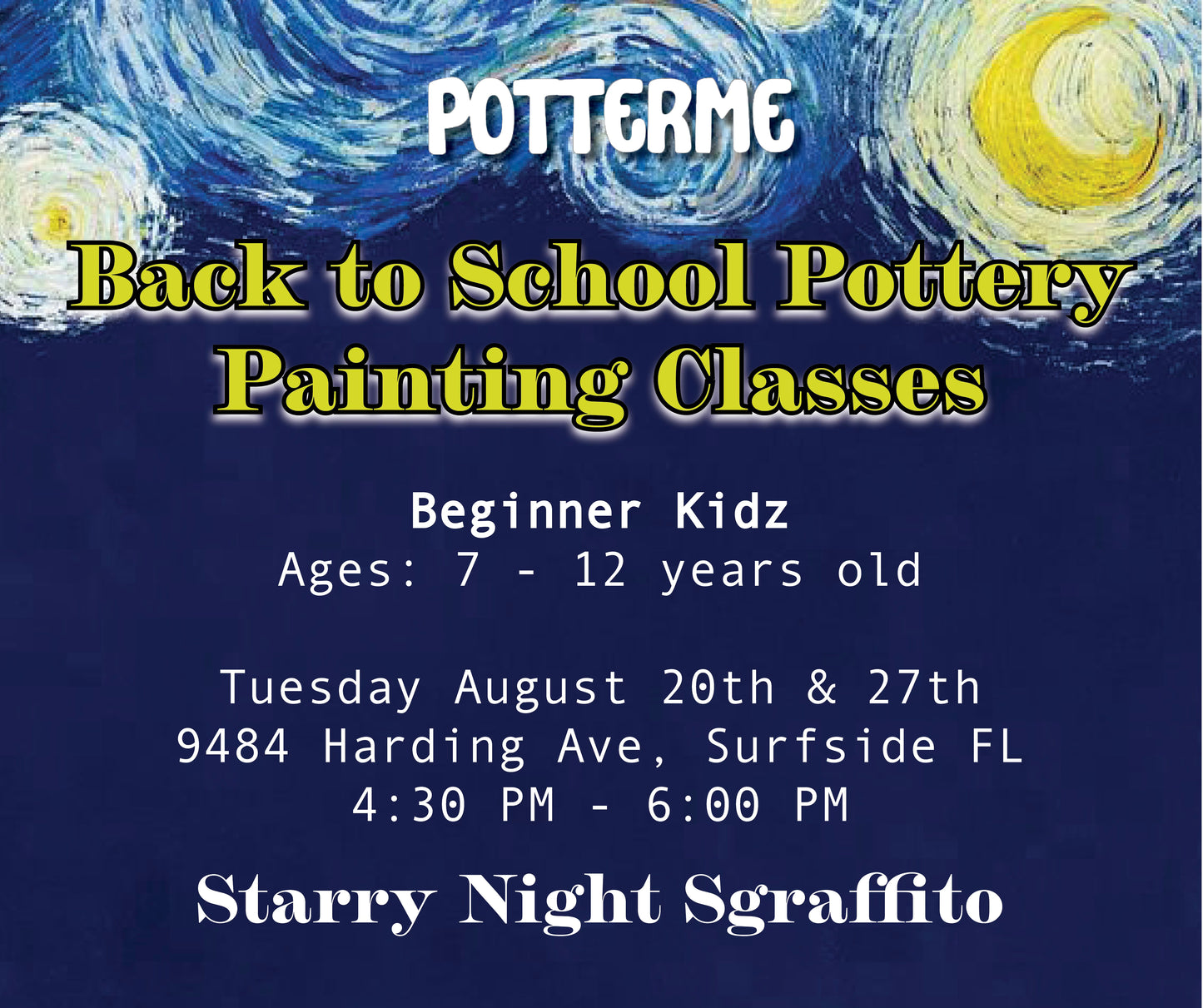 Back to School Pottery Painting: Starry Night Sgraffito Plate 8/20